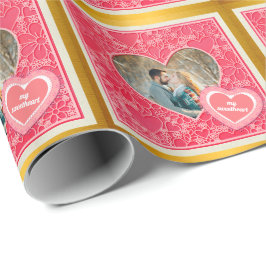 Rote und rosafarbene blumenreiche Herzen Valentins Geschenkpapier