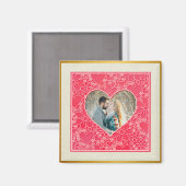 Rote und rosafarbene blumenreiche Herzen Valentins Magnet (Vorderseite/Rückseite)