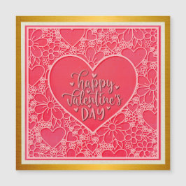 Rote und rosafarbene blumenreiche Herzen Valentins Magnetkarte