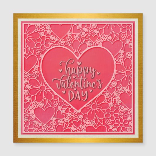 Rote und rosafarbene blumenreiche Herzen Valentins Magnetkarte (Vorderseite)