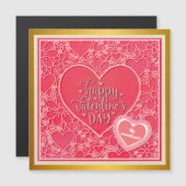 Rote und rosafarbene blumenreiche Herzen Valentins Magnetkarte (Vorne/Hinten)