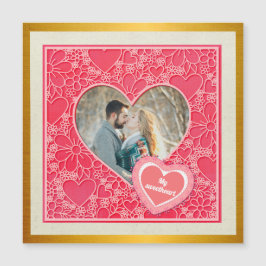 Rote und rosafarbene blumenreiche Herzen Valentins Magnetkarte