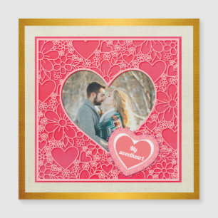 Rote und rosafarbene blumenreiche Herzen Valentins Magnetkarte