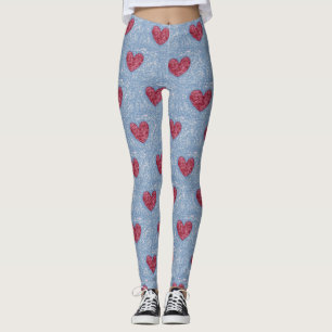 Rote und rosafarbene Imitate und Blau Blauer Entwu Leggings