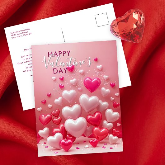 Rote und rosafarbene Liebe Herzenslust Valentinsta Postkarte