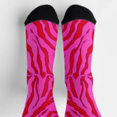 Rote und rosafarbene Tiger Tiger Tierfarbe 2 Socken (Oben)