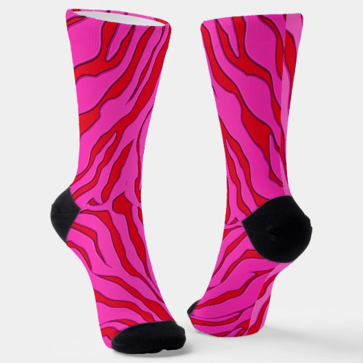 Rote und rosafarbene Tiger Tiger Tierfarbe 2 Socken (Gewinkelt)