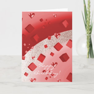 Rote und Roségold-glitzernde Geburtstagskarte Karte