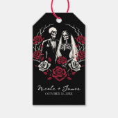 Rote und Schwarz-weiße Rose Skeleton Couple Weddin Geschenkanhänger (Vorderseite)