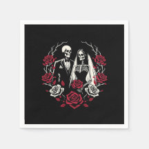 Rote und Schwarz-weiße Rose Skeleton Couple Weddin