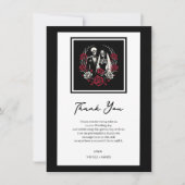 Rote und Schwarz-weiße Rose Skeleton Hochzeit Viel Einladung (Vorderseite)
