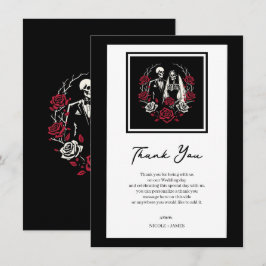 Rote und Schwarz-weiße Rose Skeleton Hochzeit Viel Einladung