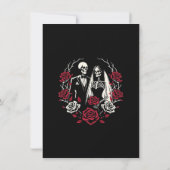 Rote und Schwarz-weiße Rose Skeleton Hochzeit Viel Einladung (Rückseite)