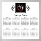 Rote und Schwarz-weiße Rose Skelett Hochzeitssitze Poster (Vorne)