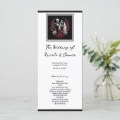 Rote und Schwarz-weiße Rose Skelettmenü für Hochze Programm (Stehend Vorderseite)