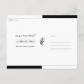 Rote und Schwarz-weiße Rose Skeletton Save the Dat Ankündigungspostkarte (Rückseite)