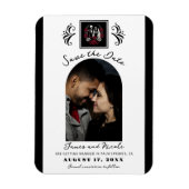 Rote und Schwarz-weiße Rose Skeletton Save the Dat Magnet (Vertikal)