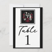 Rote und Schwarz-weiße Rose Skeletton Tischnummer (Rückseite)