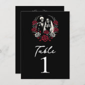 Rote und Schwarz-weiße Rose Skeletton Tischnummer (Vorne/Hinten)