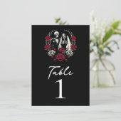 Rote und Schwarz-weiße Rose Skeletton Tischnummer (Stehend Vorderseite)
