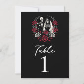 Rote und Schwarz-weiße Rose Skeletton Tischnummer (Vorderseite)