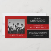 Rote und schwarze Abschluss Foto Cards (Vorderseite)