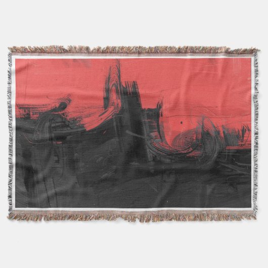 Rote und schwarze abstrakte expressionistische Kun Decke (Vorderseite)