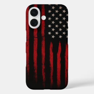 Rote und schwarze amerikanische Flagge iPhone 16 Hülle