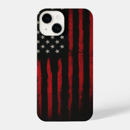 Rote und schwarze amerikanische Flagge iPhone 14 Hülle