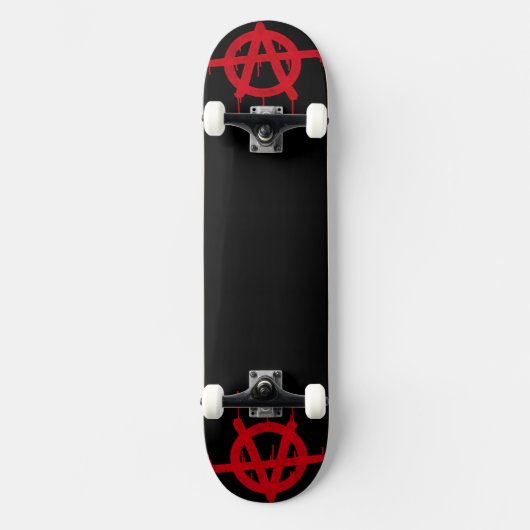 Rote und schwarze Anarchie Originalkunst Skateboard (Vorderseite)