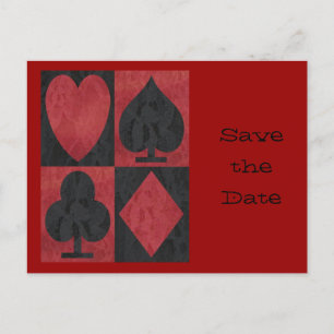 Rote und schwarze Anzüge in Spitze, Ankündigungspostkarte