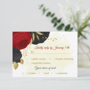Rote und schwarze Blume Auswahl an botanischen Ger RSVP Karte
