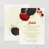 Rote und schwarze Blume, botanische Hochzeit Begleitkarte (Vorne/Hinten)