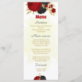 Rote und schwarze Blume, botanische Hochzeit Menükarte (Vorderseite)