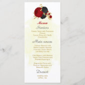 Rote und schwarze Blume, botanische Hochzeit Menükarte (Vorderseite)