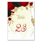Rote und schwarze Blume Goldhochzeit Tischnummer (Rückseite)