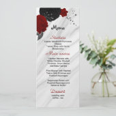 Rote und schwarze Blume schöne Hochzeitskarte Menükarte (Stehend Vorderseite)