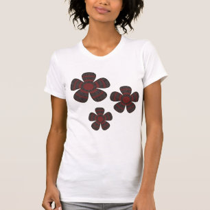 rote und schwarze Blumen T-Shirt
