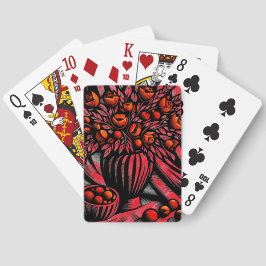 Rote und schwarze Blütenkunst, die das Auge erweck Spielkarten