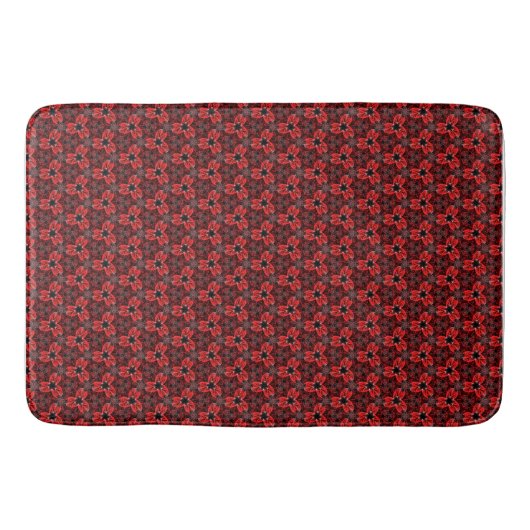 Rote und schwarze Blütenschau Bath Mat Badematte (Vorderseite)