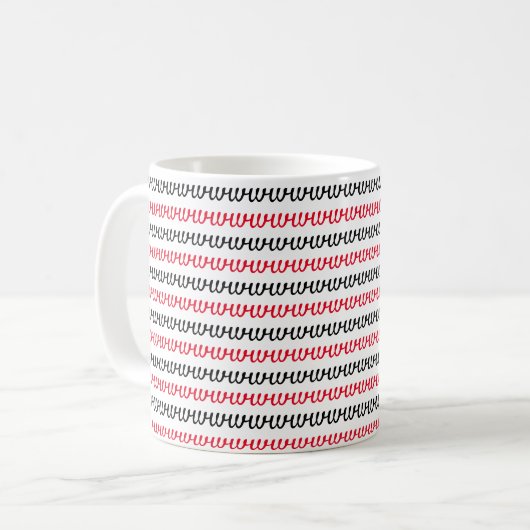 Rote und schwarze Buchstaben Kaffeetasse (Vorderseite Links)