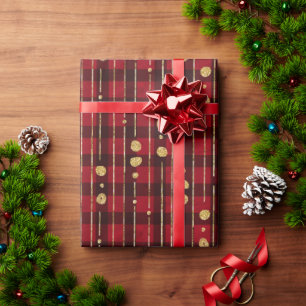 Rote und schwarze Büffel kariert Geschenkpapier