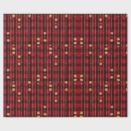 Rote und schwarze Büffel kariert Geschenkpapier (Flach)