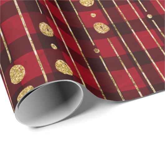 Rote und schwarze Büffel kariert Geschenkpapier (Rolleneckpunkt)