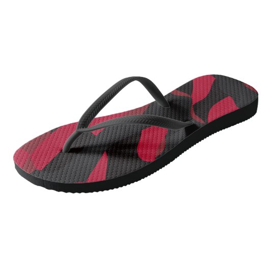 rote und schwarze Camouflage Badesandalen (Schrägansicht)
