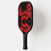 Rote und schwarze chinesische Drachen Monogramm hi Pickleball Schläger (Links)