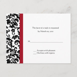 Rote und schwarze Damaskus-RSVP-Karten RSVP Karte