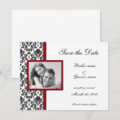 Rote und schwarze Damaskus Save the Date Foto Card (Vorne/Hinten)