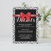 Rote und schwarze Details RSVP Karte (Stehend Vorderseite)