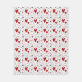 Rote und schwarze Doodle-Herzen Liebe  Fleecedecke (Vorderseite)
